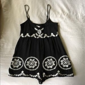 LF Black and White embroidered romper